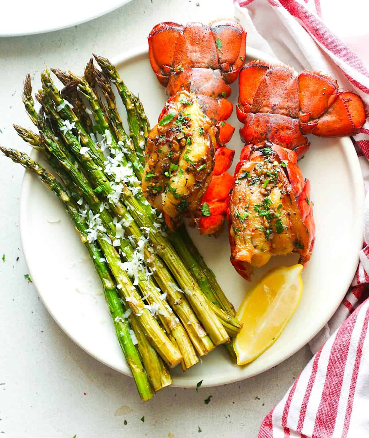 Smoking lobster tails and asparagus deliver an elegant dinner.