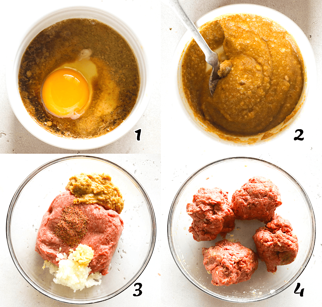Make the hamburger mixture, then shape it into patties.