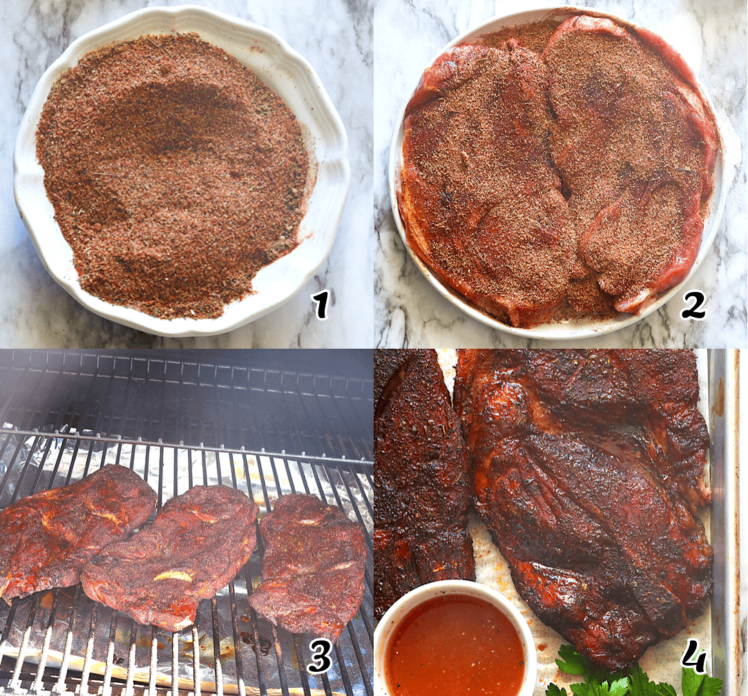 Season, smoke, and serve the meat.