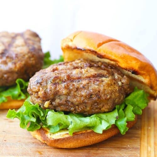 A freshly grilled beef brisket burger waiting to be devoured.