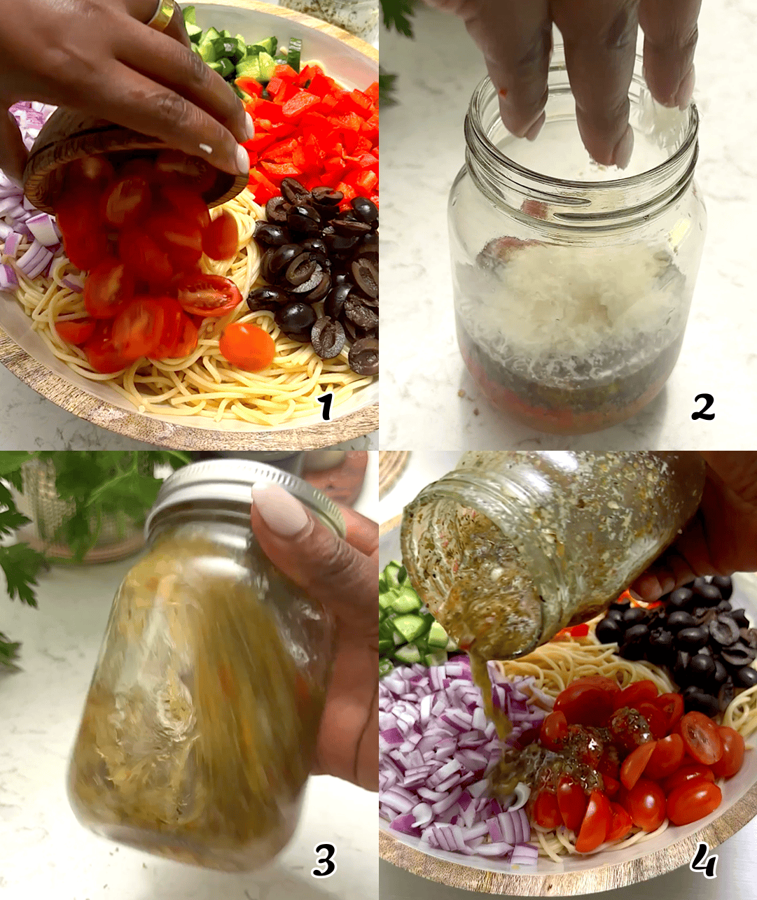 Cook the pasta, make the dressing, assemble, and enjoy.