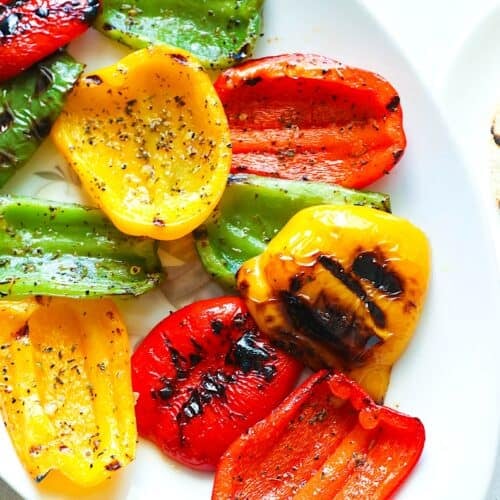Enjoying peppers fresh from the grill.