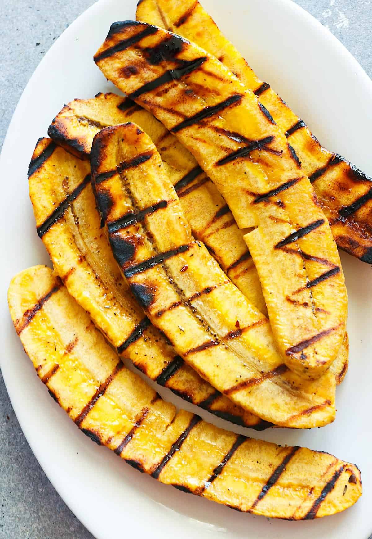 A platter of freshly grilled plantains for an incredible side dish.