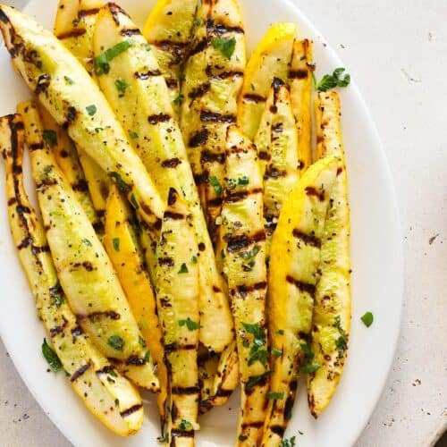 Yellow squash wedges fresh off the grill and ready to enjoy.