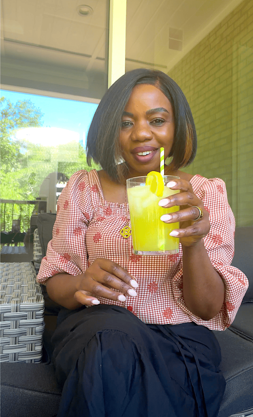 Cheers with freshly made juice.