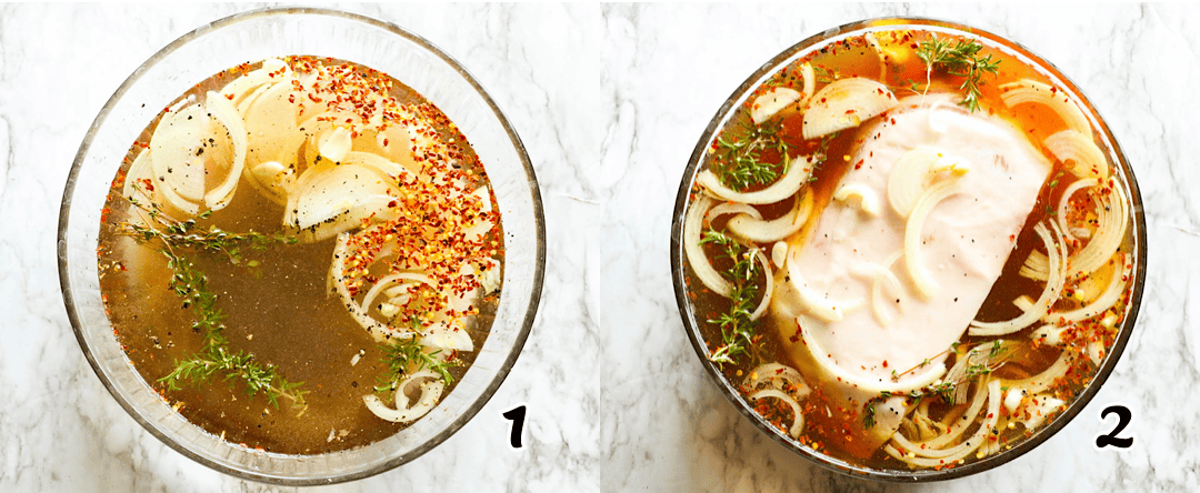 Mix the ingredients and submerge the pork roast.