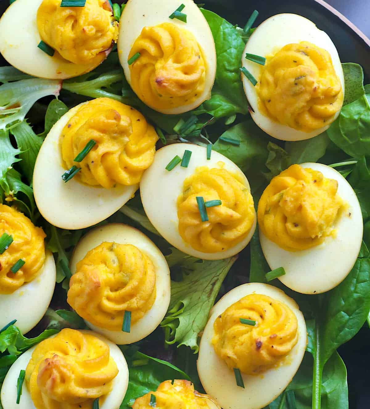 Deviled eggs enhanced by smoking them for a Memorial Day cookout.