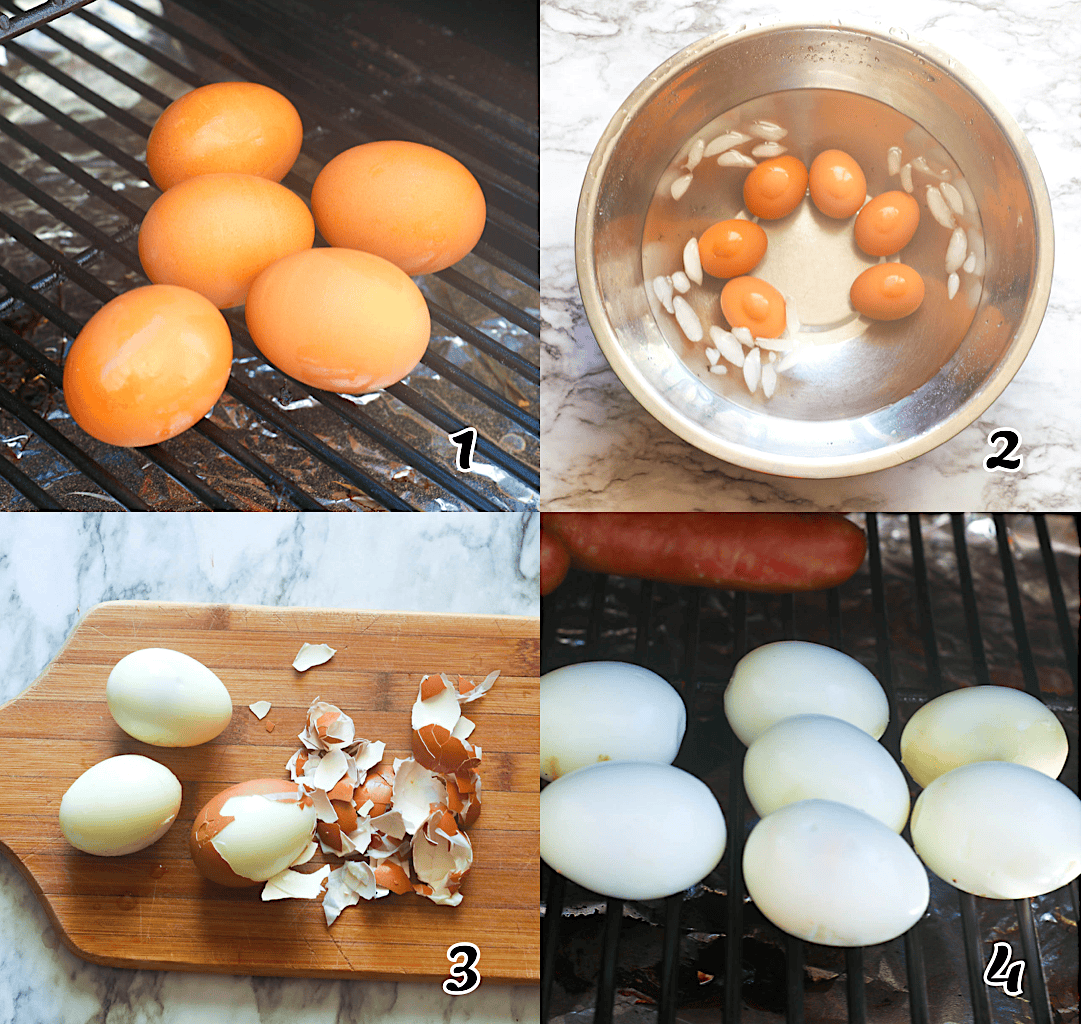 Either smoke or boil, chill and peel, then smoke them again.