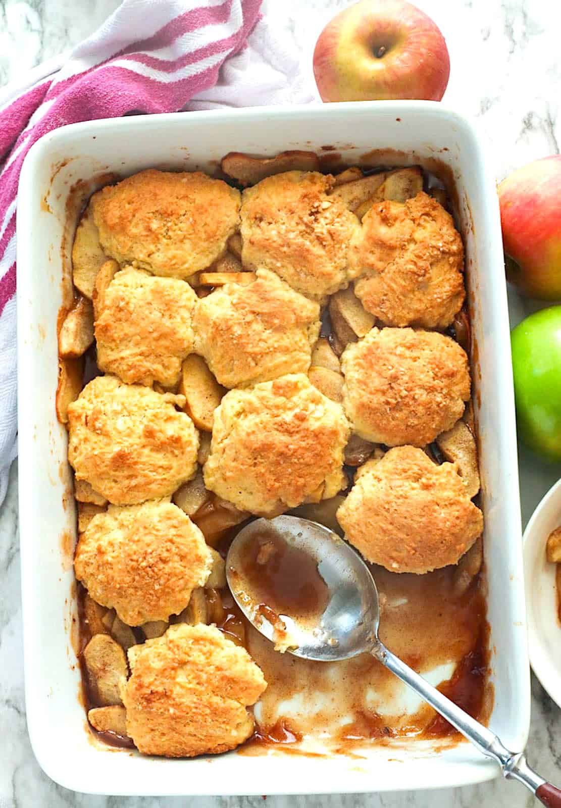 Serving up freshly baked and warming cobbler loaded with apples.