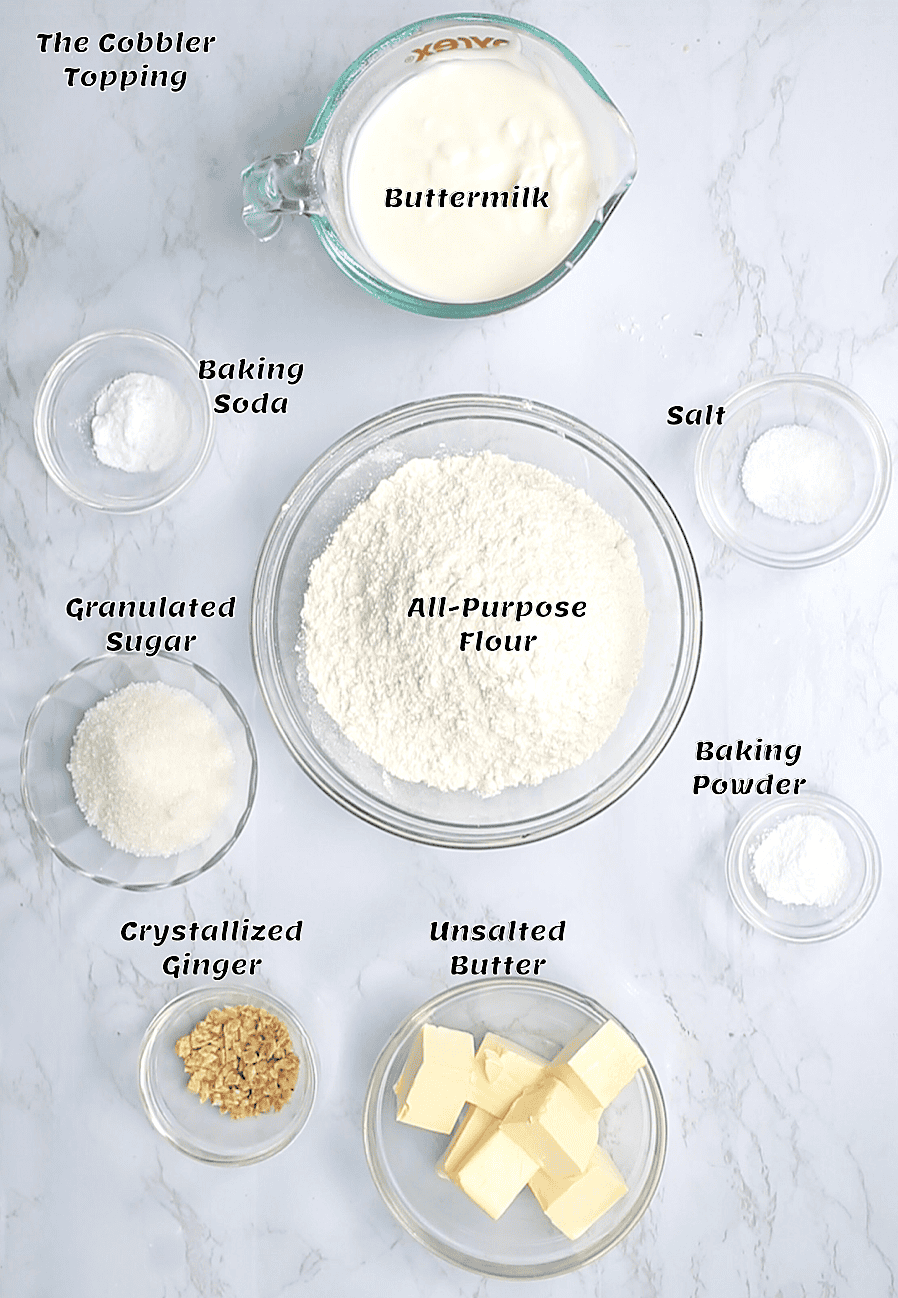 Biscuit topping ingredients.