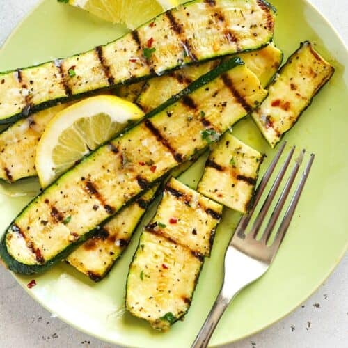 Forking into zucchini fresh off the grill and ramped up with a squeeze of lemon.