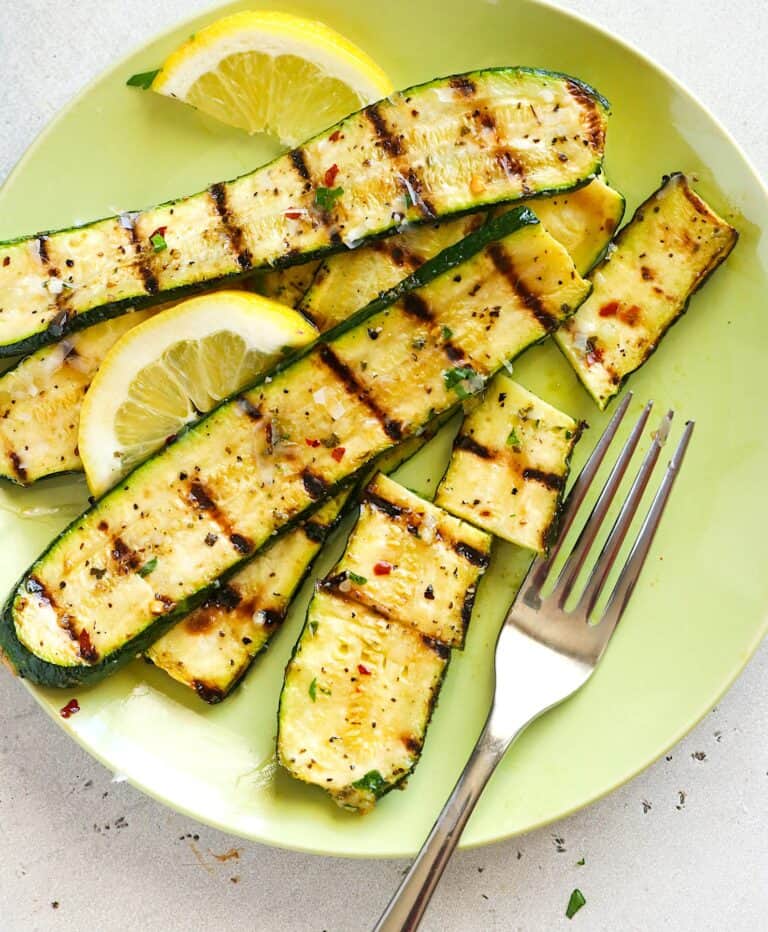 Forking into zucchini fresh off the grill and ramped up with a squeeze of lemon.