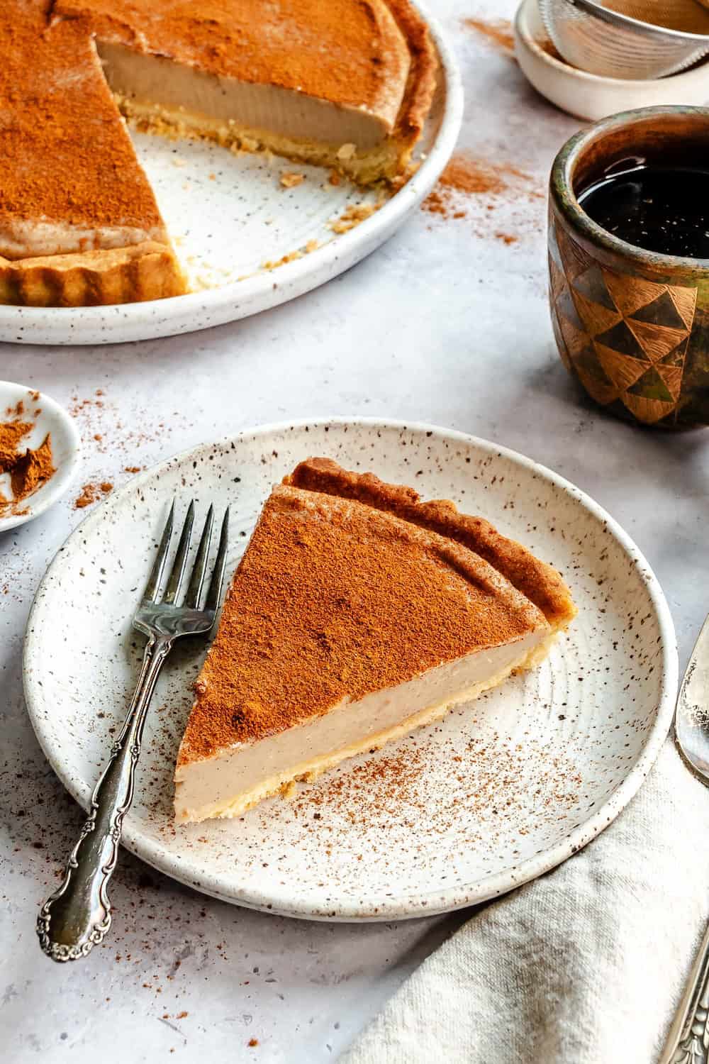 Serving up a slice of melktert for decadent African comfort food.