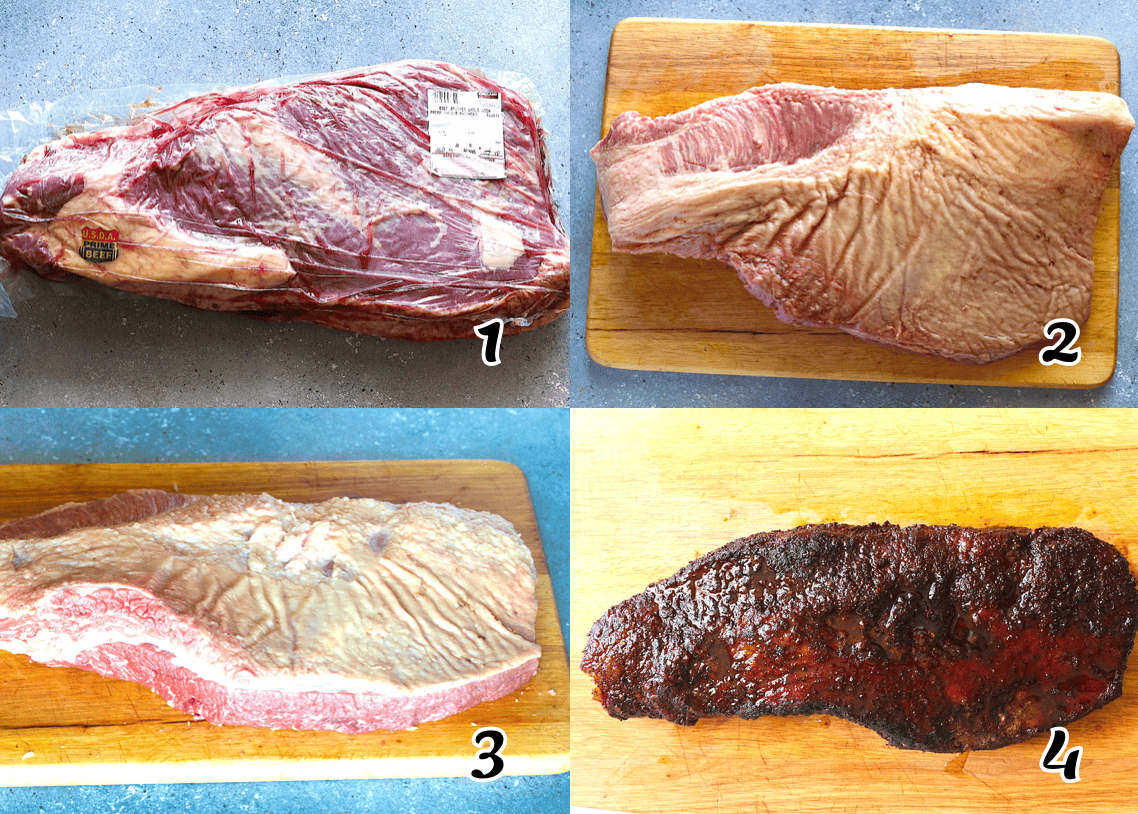 Remove the package, cut off the fat cap, season, and smoke.