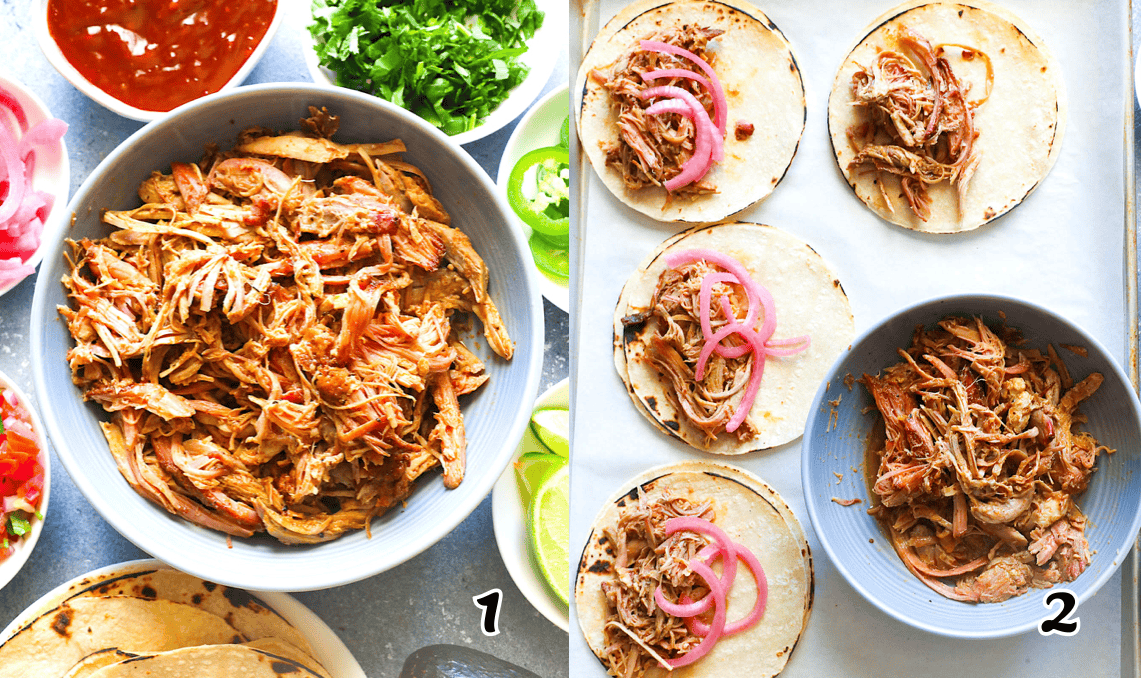 Heat the meat and tortillas, assemble, and enjoy.