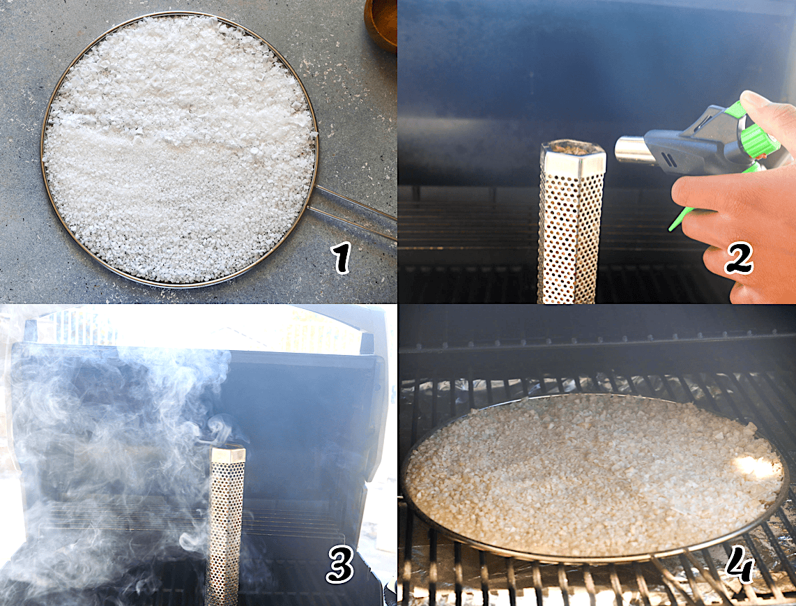 Spread out the salt on a fine-mesh screen, load the pellet tube, light it, and let the flavor penetrate.