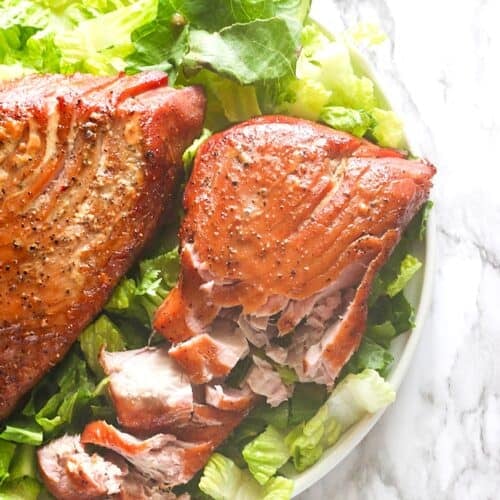 Flaky, moist tuna steaks fresh from the smoker.