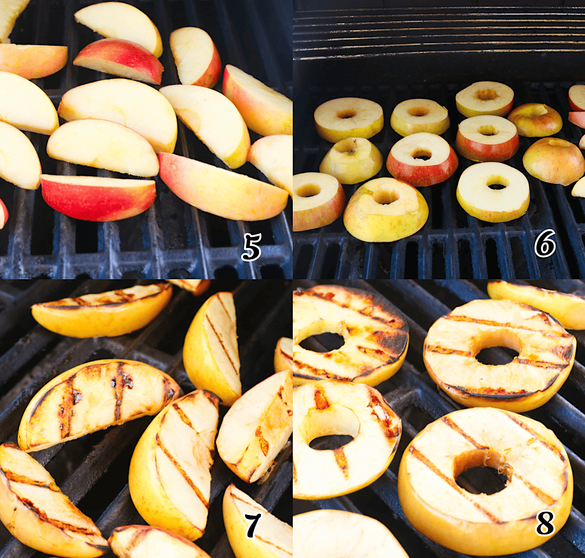 Light the grill, and cook the fruit.