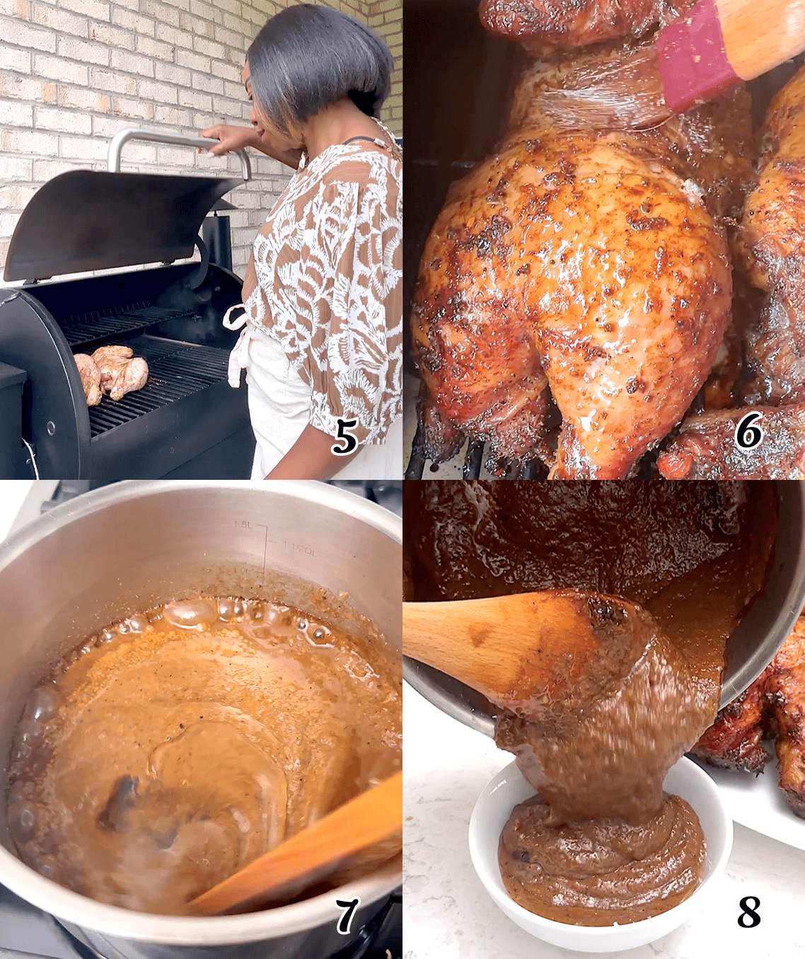 Grill, baste, and serve with simmered sauce.