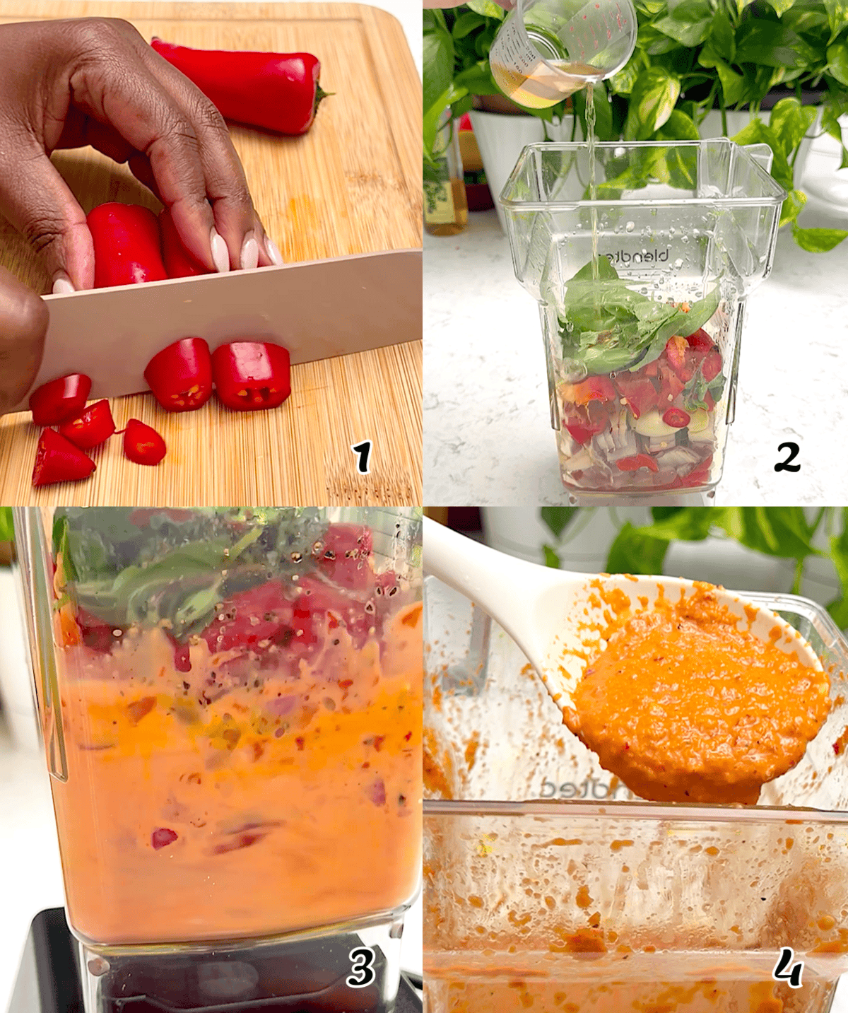 Chop the ingredients, then puree them.