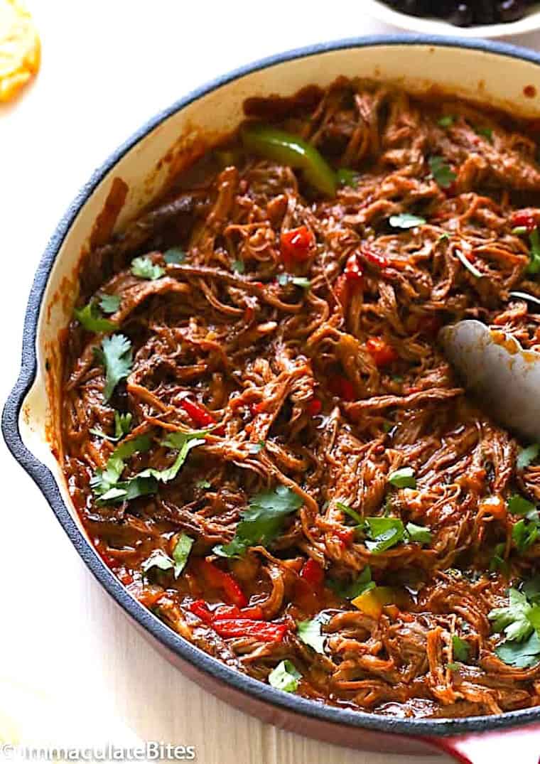 Fresh off the stove, ropa vieja or Cuban shredded beef, is perfect for a main course.