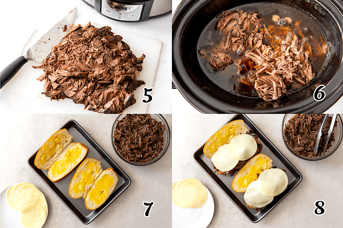 Slice the beef, add it back to the juice, assemble, and enjoy.