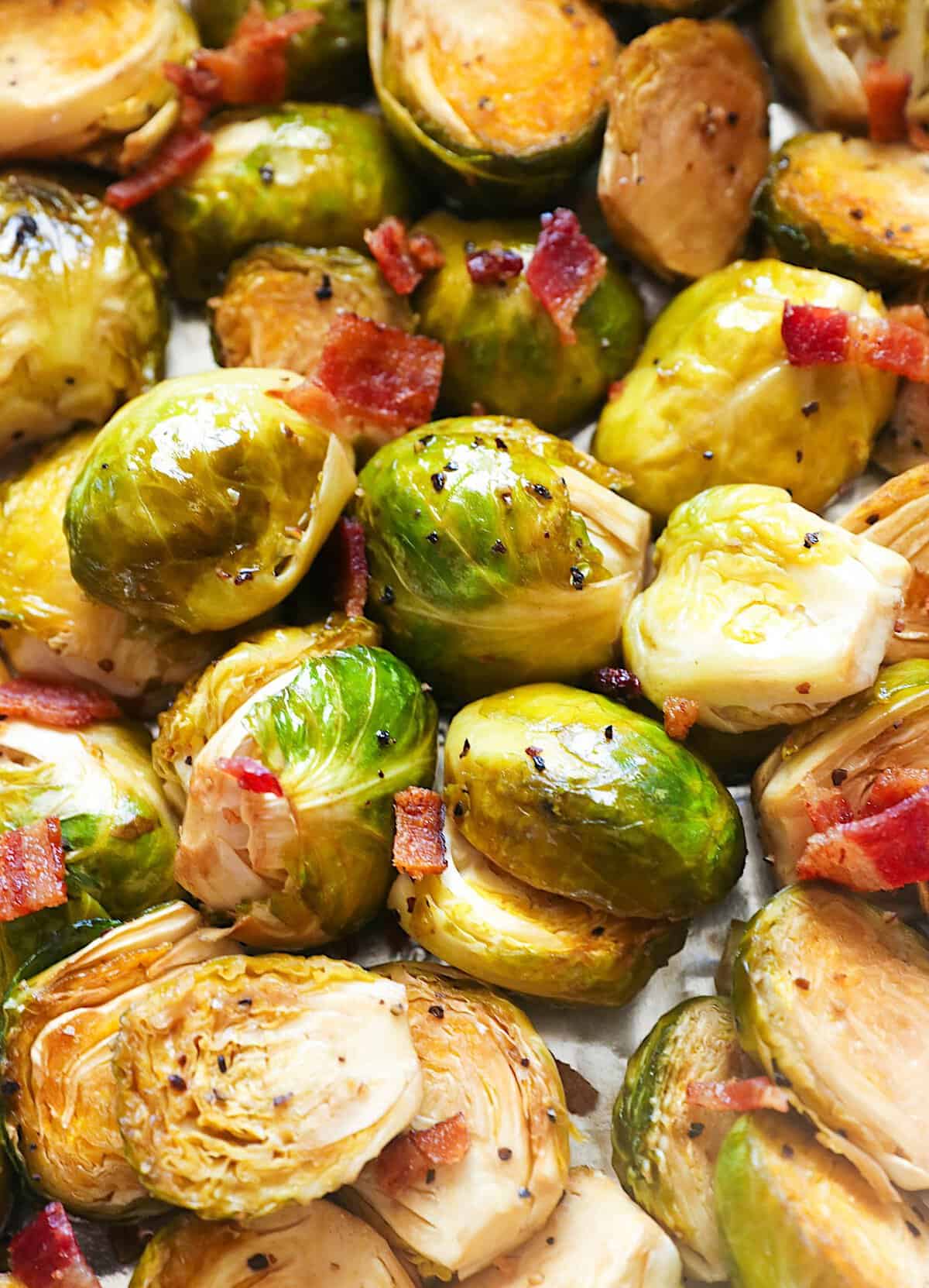 Gorgeous Brussels sprouts smoked to perfection and glazed with balsamic vinegar and honey for a healthy side dish.