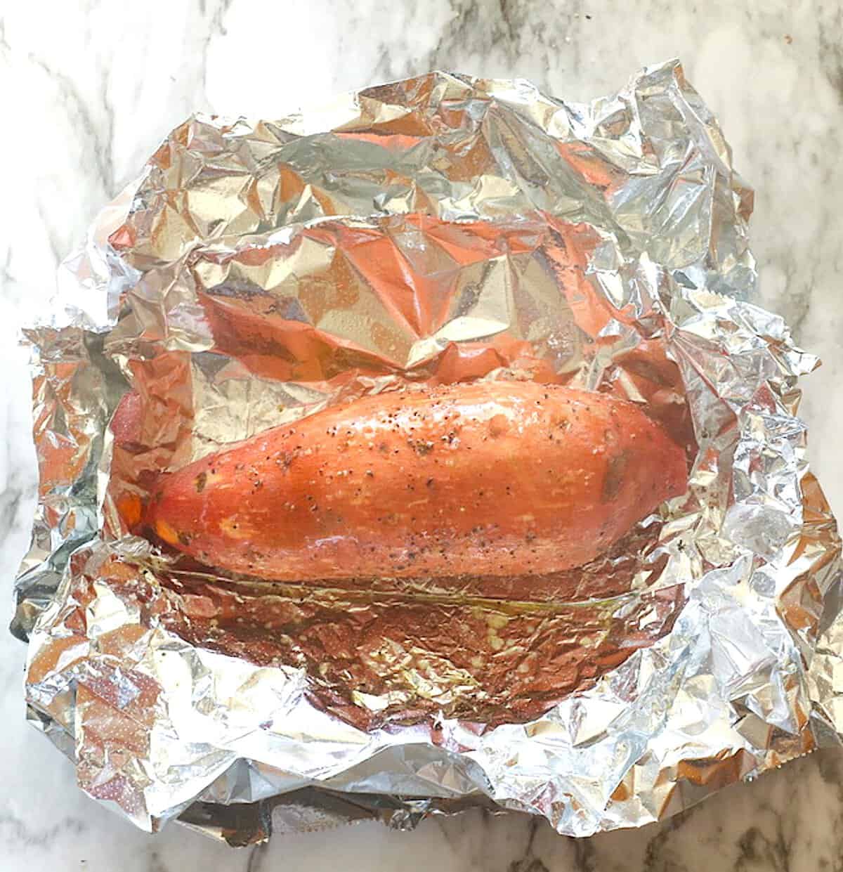 Clean, dry, oil, and season. Foil is optional for longer cooking.