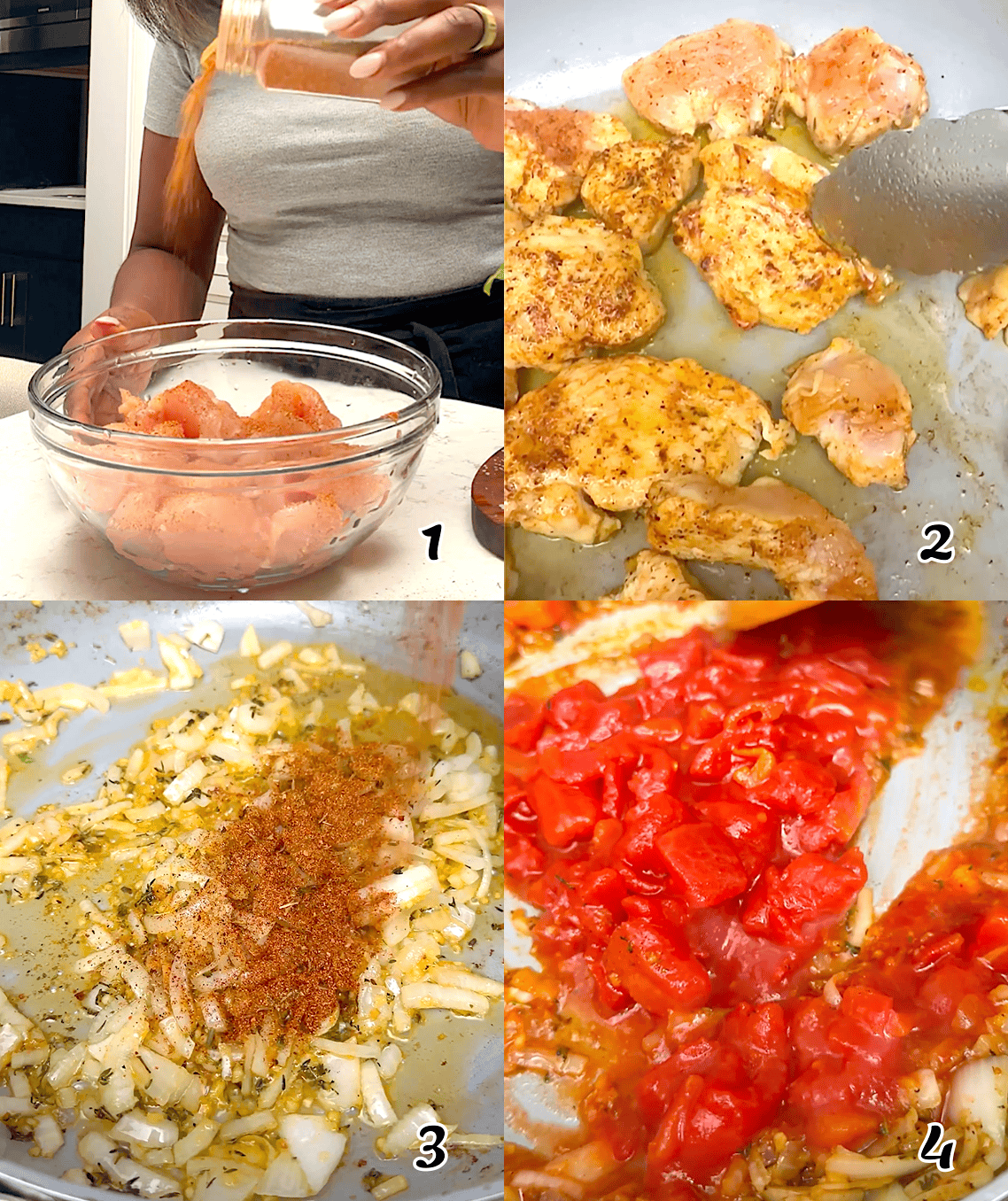 Season the meat, saute, then make the sauce.