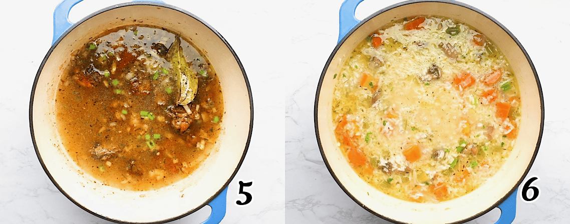 Add the broth and the rest of the ingredients, and simmer until done.