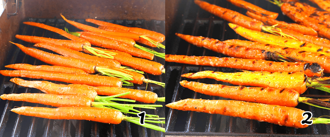 Clean and season the carrots, then put them on the grill.