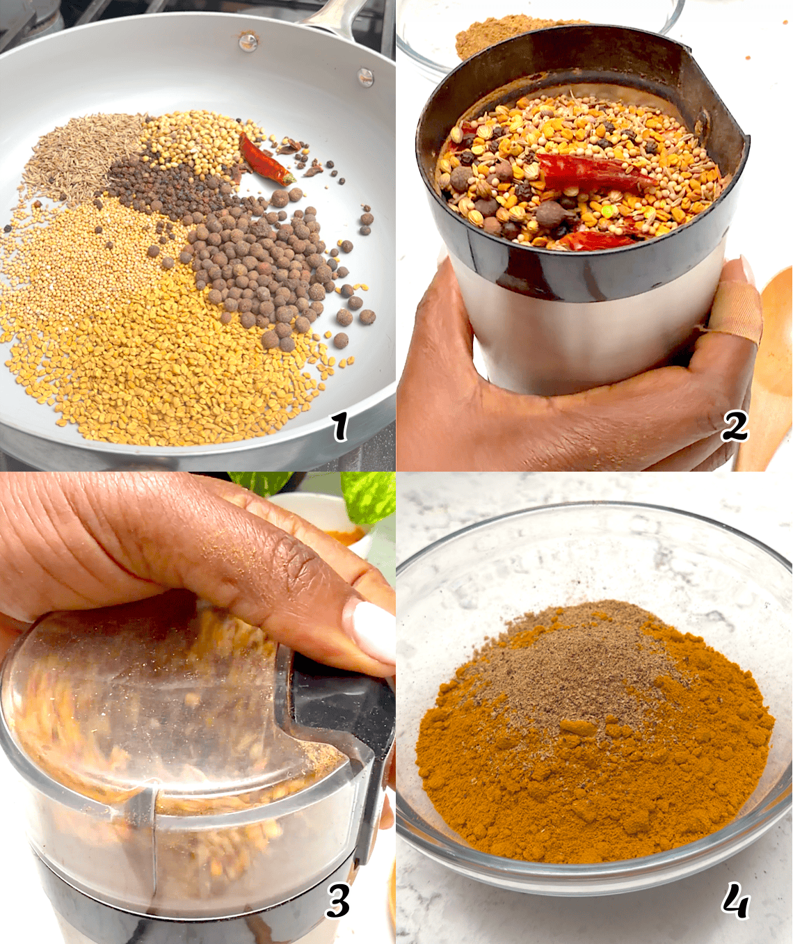 Toast and grind the whole spices, mix everything with the already ground spices, and use at will.