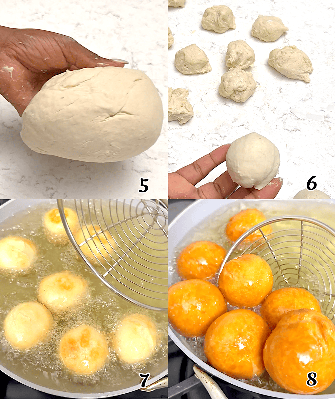 Form the dumplings, and fry them up.