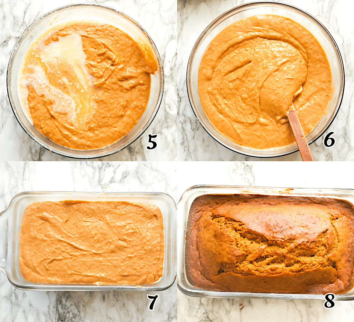 Add the butter, mix well, pour into the pan, and bake.