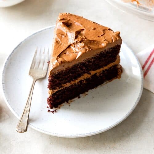 Serving up a decadent slice of devil's food cake for pure satisfaction.