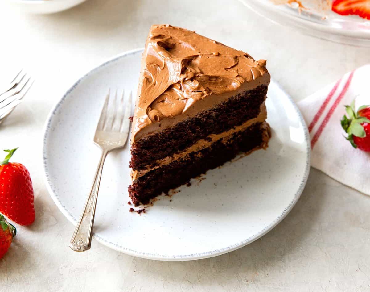 Serving up a decadent slice of devil's food cake for pure satisfaction.