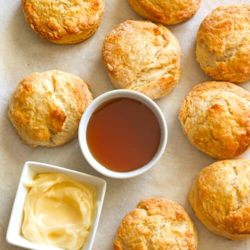 Hot and slightly sweet honey butter biscuits ready to slather with honey butter.