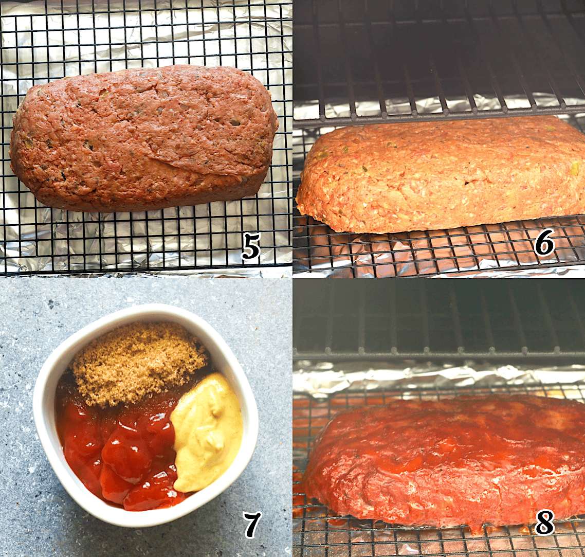 Form the loaf, and put it in the pellet grill. Make the glaze and apply it about 40 minutes before it's done.