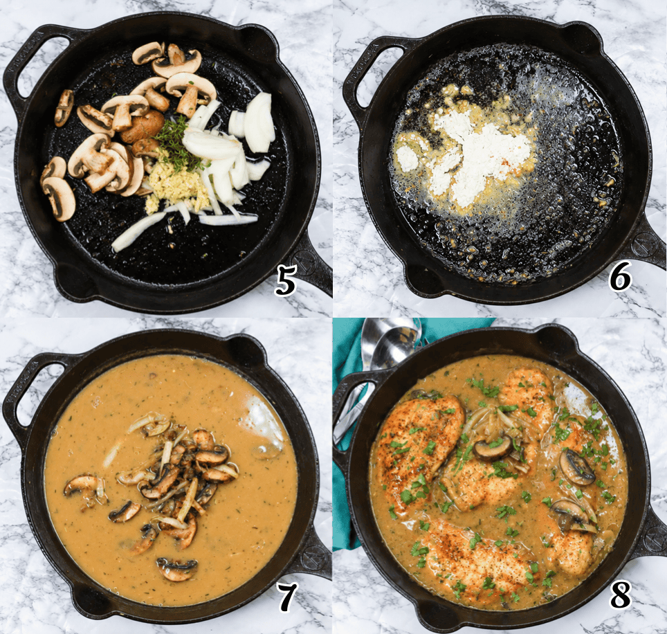 Sauté the aromatics, make the roux, then the gravy, and assemble. Enjoy.