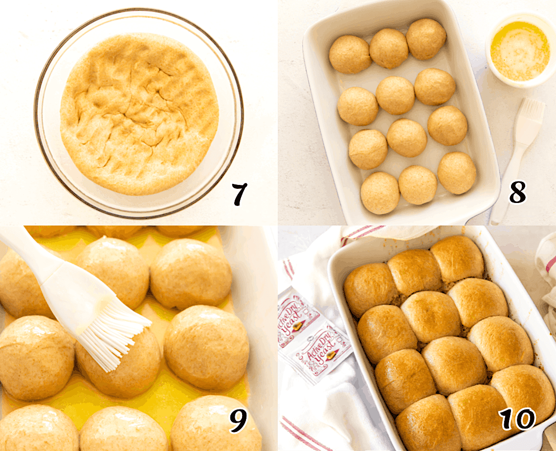 Let it rise, punch it down, then form it into balls, let it rise again, and bake.