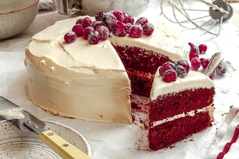 Serving up a decadent and elegant red velvet cake for a classic Southern dessert.