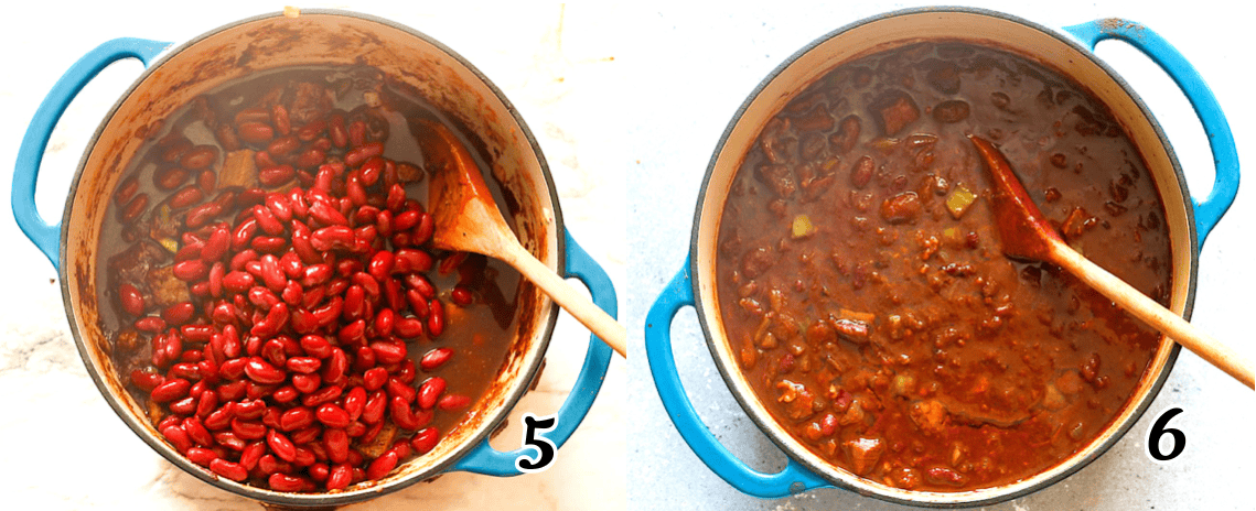 Add the beans and spices, and simmer until done.