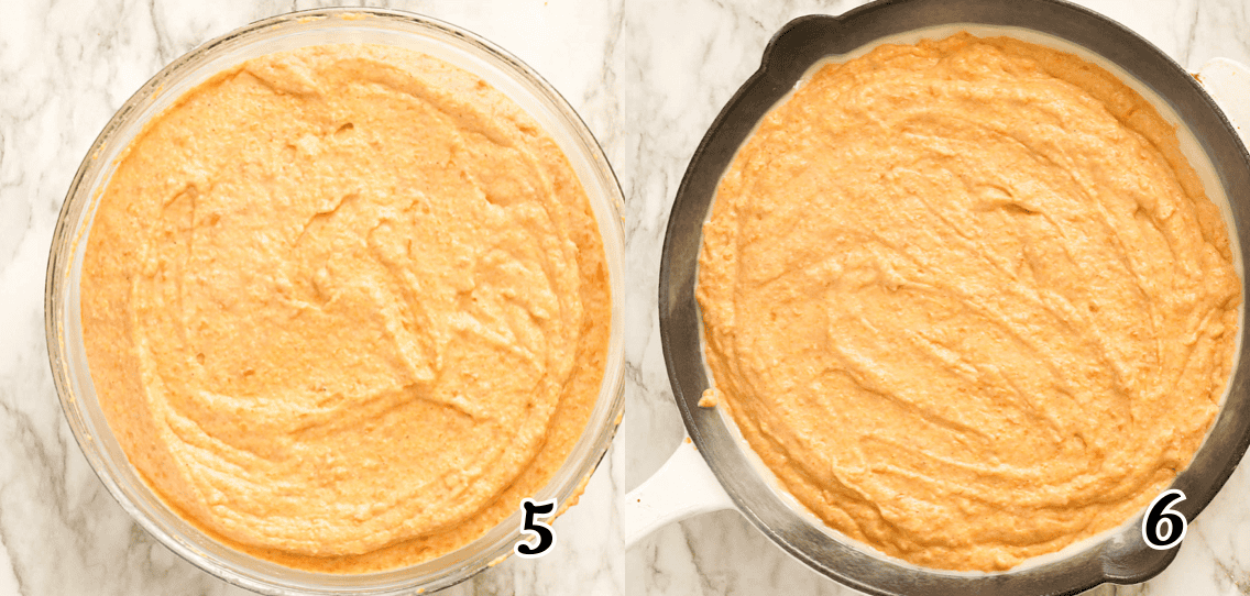Pour the batter into a hot cast iron skillet and bake.